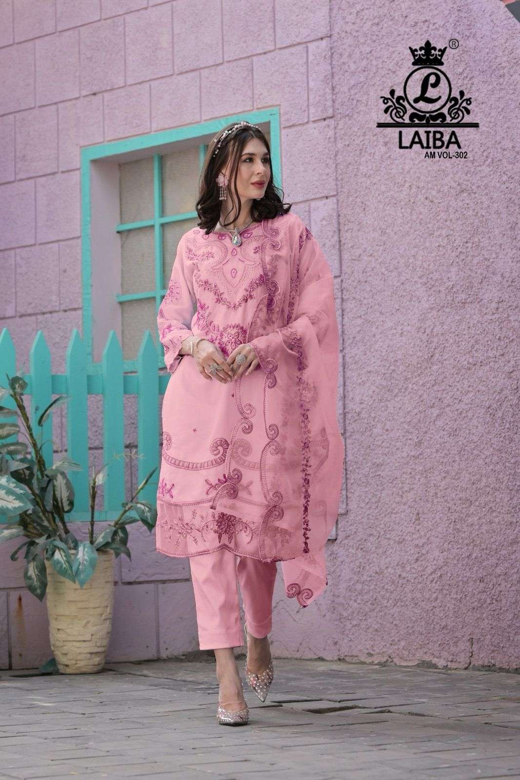 AM VOL-302 BY LAIBA DESIGNER HEAVY PURE ORGANZA STITCHED DRESSES