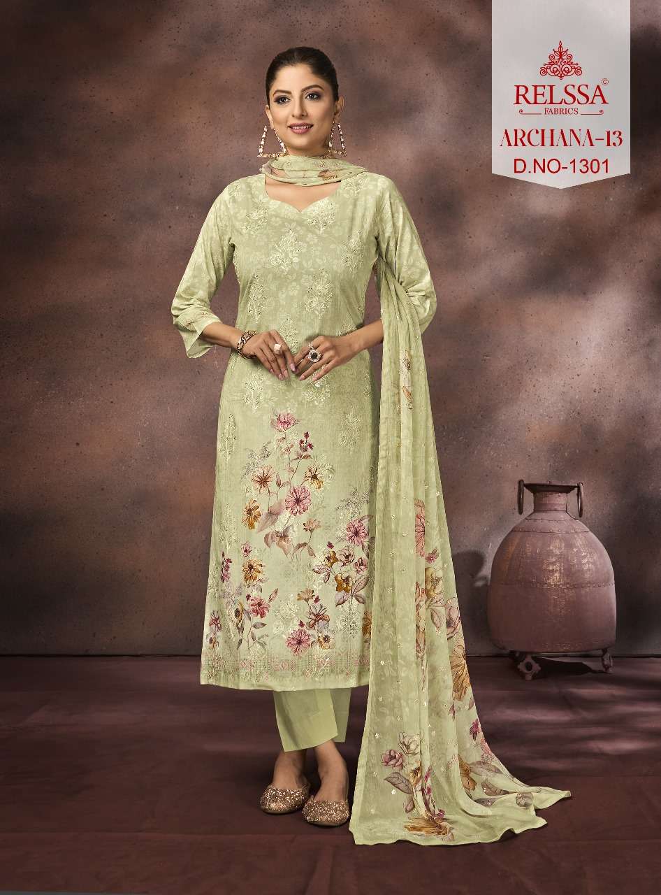 ARCHANA VOL-13 BY RELSSA DESIGNER HEAVY COTTON EMBROIDERED DRESSES