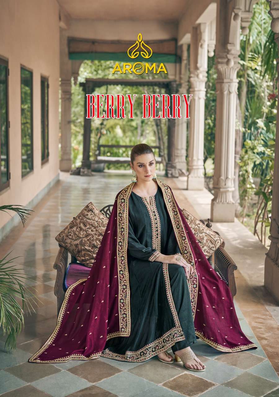 AROMA BERRY BERRY BY ASLIWHOLESALE 1400 TO 1403 SERIES PREMIUM SILK DRESSES