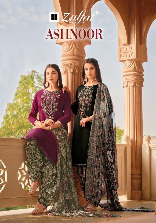 ASHNOOR BY ZULFAT 535-001 TO 535-008 SERIES DESIGNER COTTON PRINT DRESSES