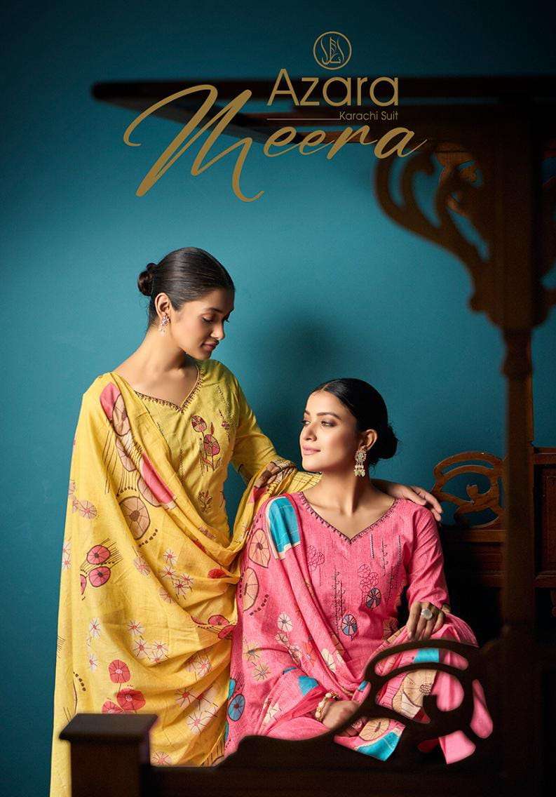 AZARA MEERA BY RADHIKA FASHION 68001 TO 68008 SERIES DESIGNER COTTON DRESSES