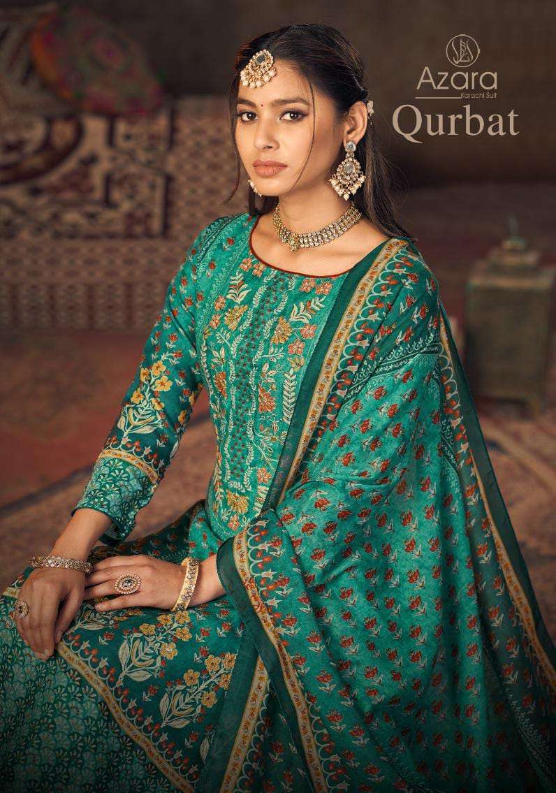 AZARA QURBAT BY RADHIKA FASHION 86001 TO 86005 SERIES DESIGNER COTTON DRESSES