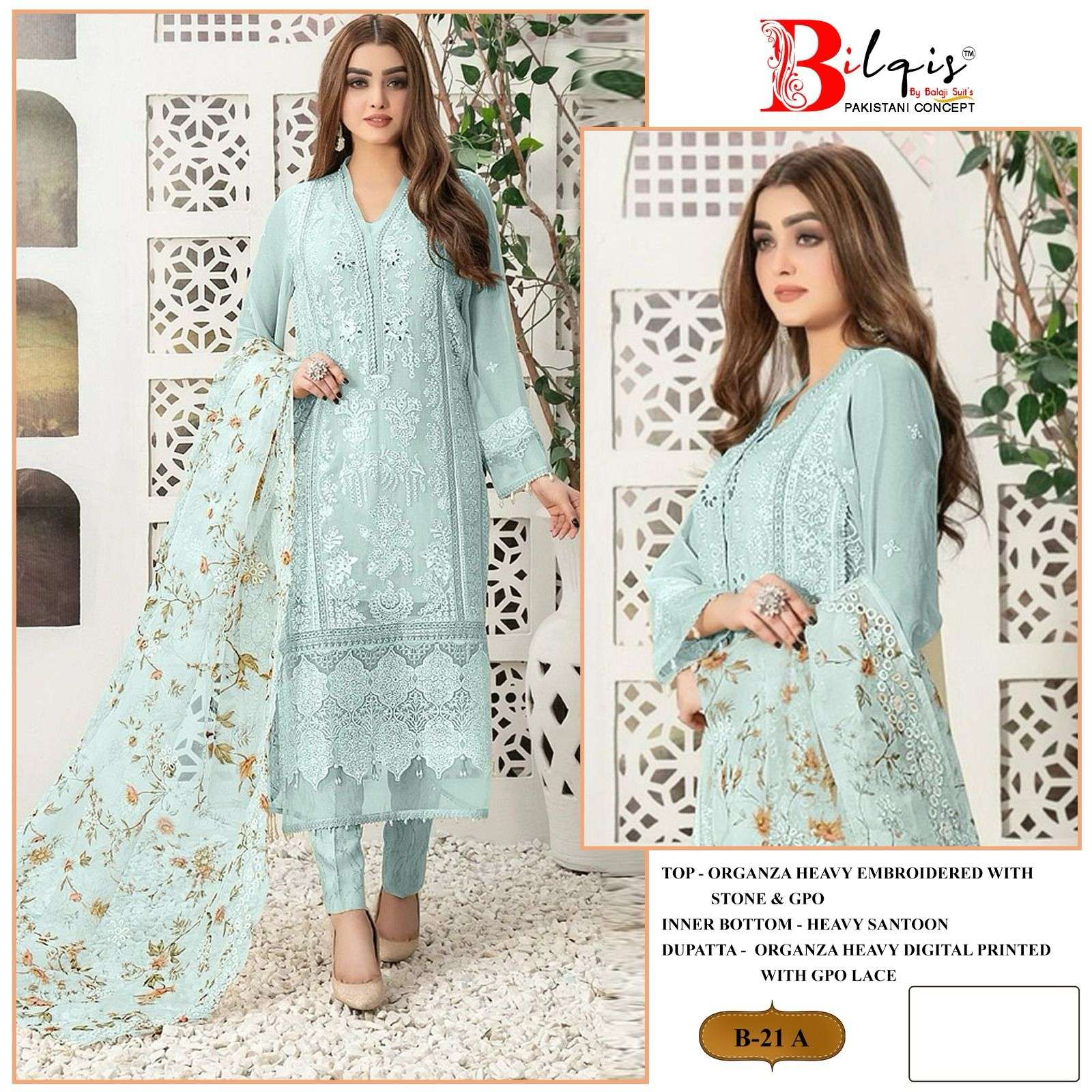 BILQIS 21 COLOURS BY ASLIWHOLESALE DESIGNER ORGANZA PAKISTANI DRESSES