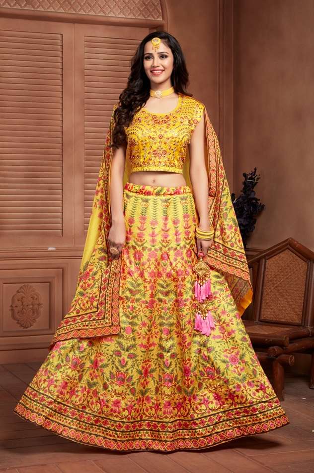 C-10614 COLOURS BY AMOHA TRENDZ PREMIUM SILK ORGANZA STITCHED LEHENGAS