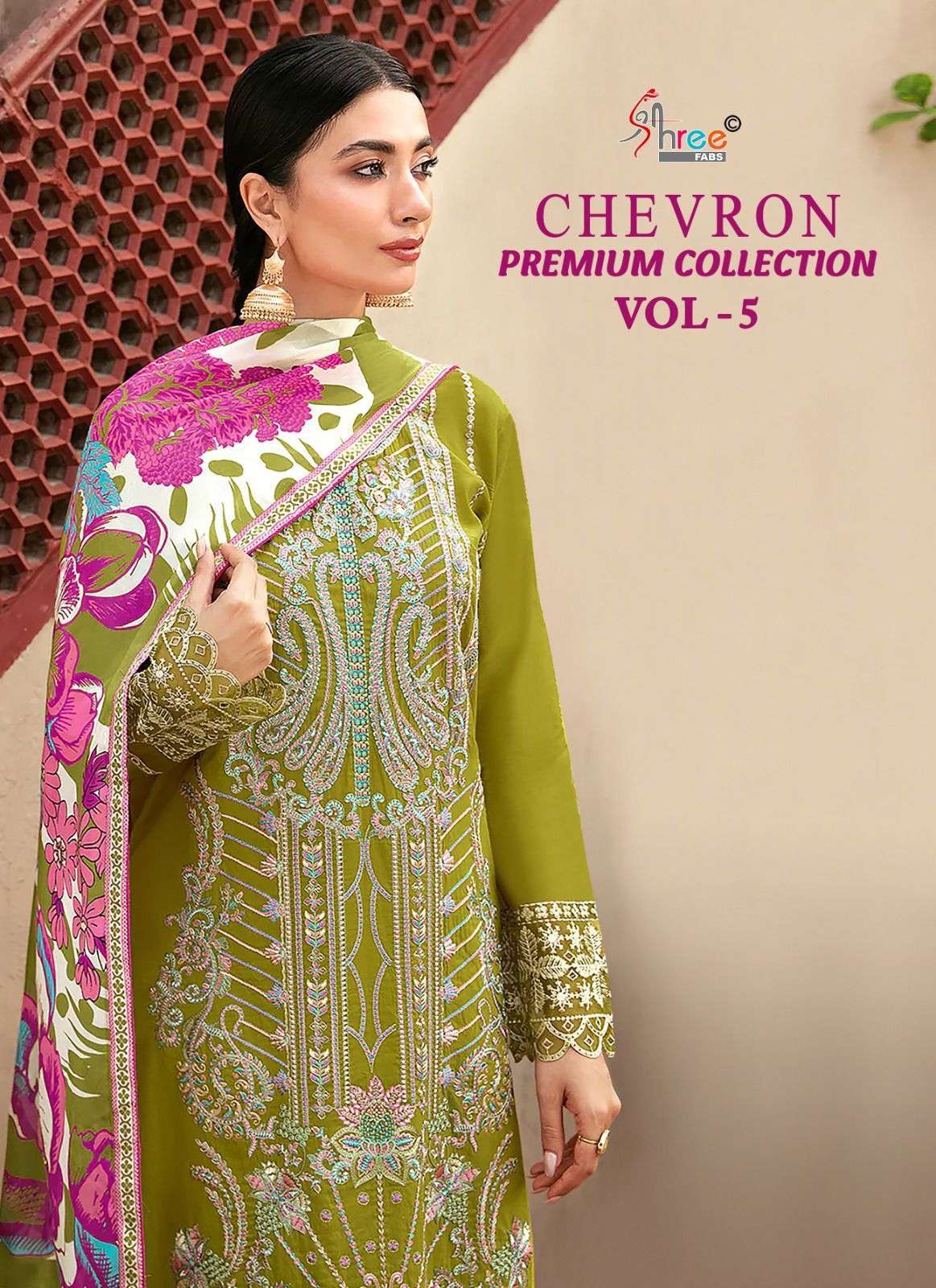 CHEVRON PREMIUM COLLECTION VOL-05 BY SHREE FABS 3423 TO 3430 SERIES COTTON PAKISTANI DRESSES