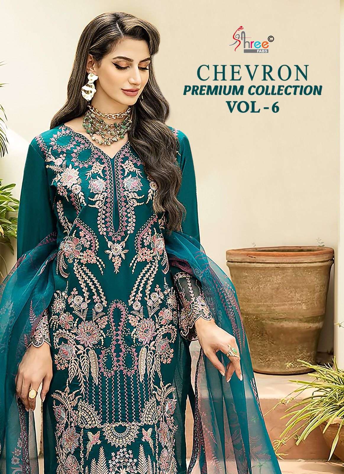 CHEVRON PREMIUM COLLECTION VOL-06 BY SHREE FABS 3431 TO 3438 SERIES COTTON PAKISTANI DRESSES