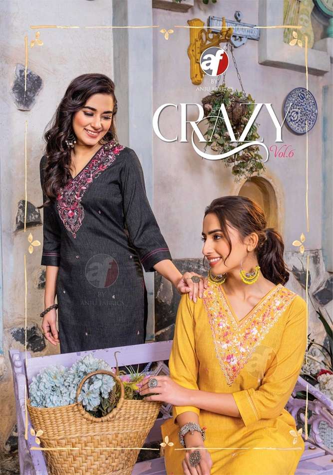 CRAZY VOL-6 BY ANJU FABRICS 3431 TO 3436 SERIES VISCOSE RAYON STITCHED KURTIS