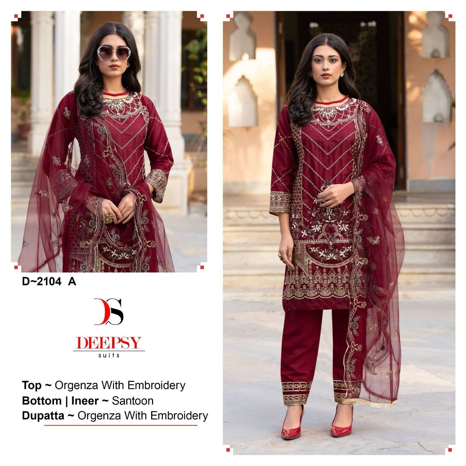 D-2104 COLOURS BY DEEPSY SUITS HEAVY ORGANZA EMBROIDERY PAKISTANI DRESSES