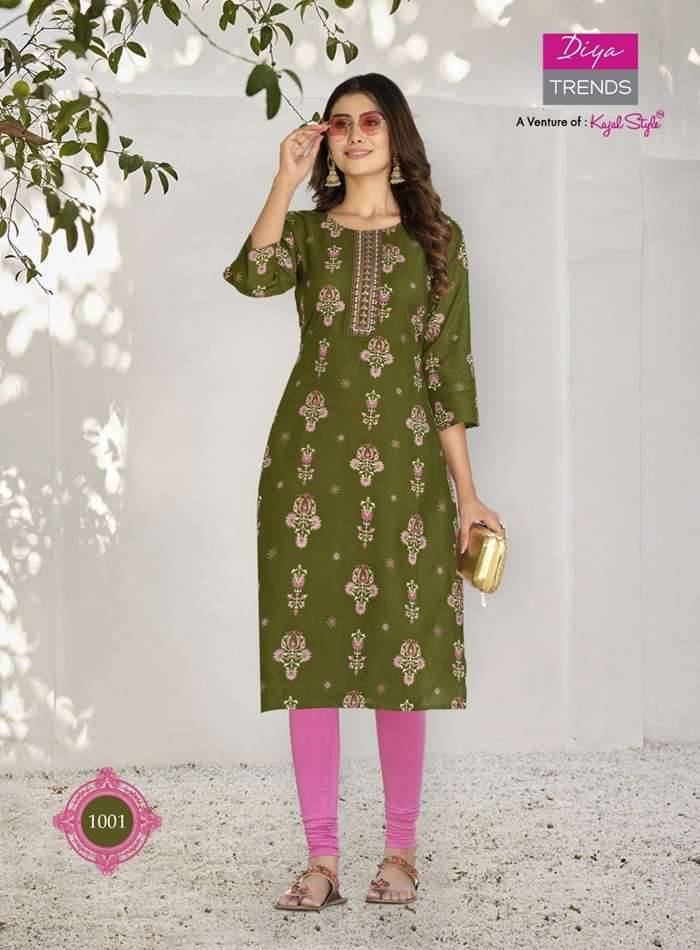 DIYA VOL-02 BY DIYA TRENDS 1001 TO 1020 SERIES RAYON PRINT KURTIS