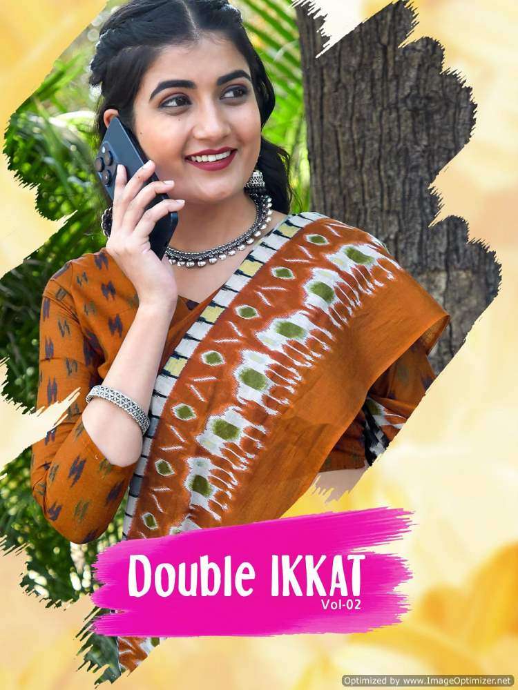 DOUBLE IKKAT VOL-2 BY ASLIWHOLESALE 2001 TO 2012 DESIGNER COTTON PRINTED SAREES