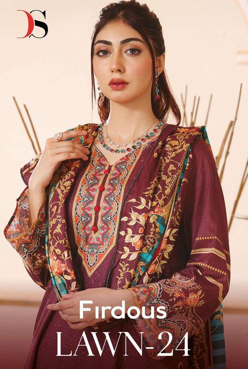 FIRDOUS LAWN-24 BY DEEPSY SUITS 5011 TO 5018 SERIES HEAVY COTTON EMBROIDERY DRESSES