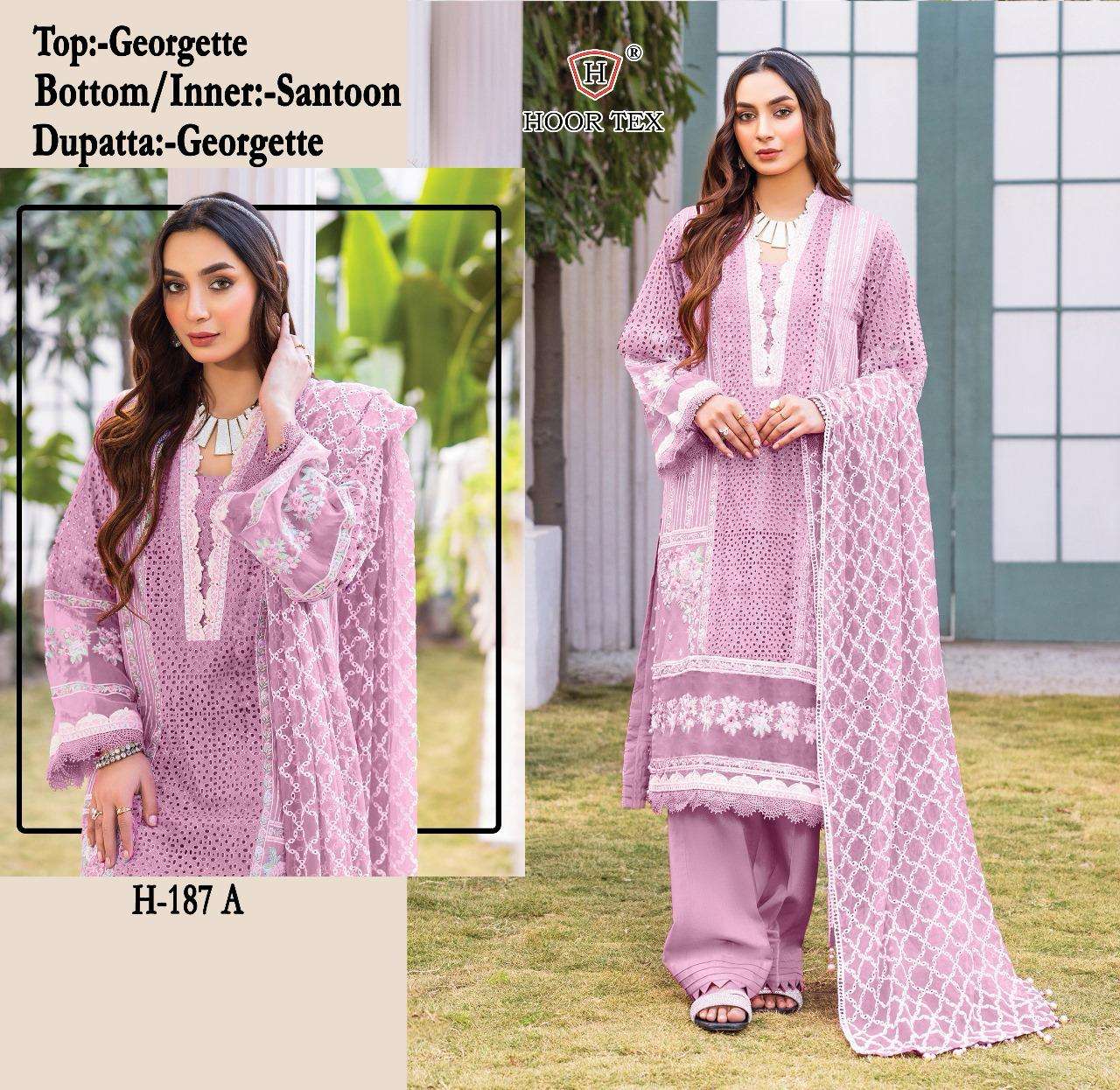 H-187 COLOURS BY HOOR TEX FAUX GEORGETTE EMBROIDERED PAKISTANI DRESSES