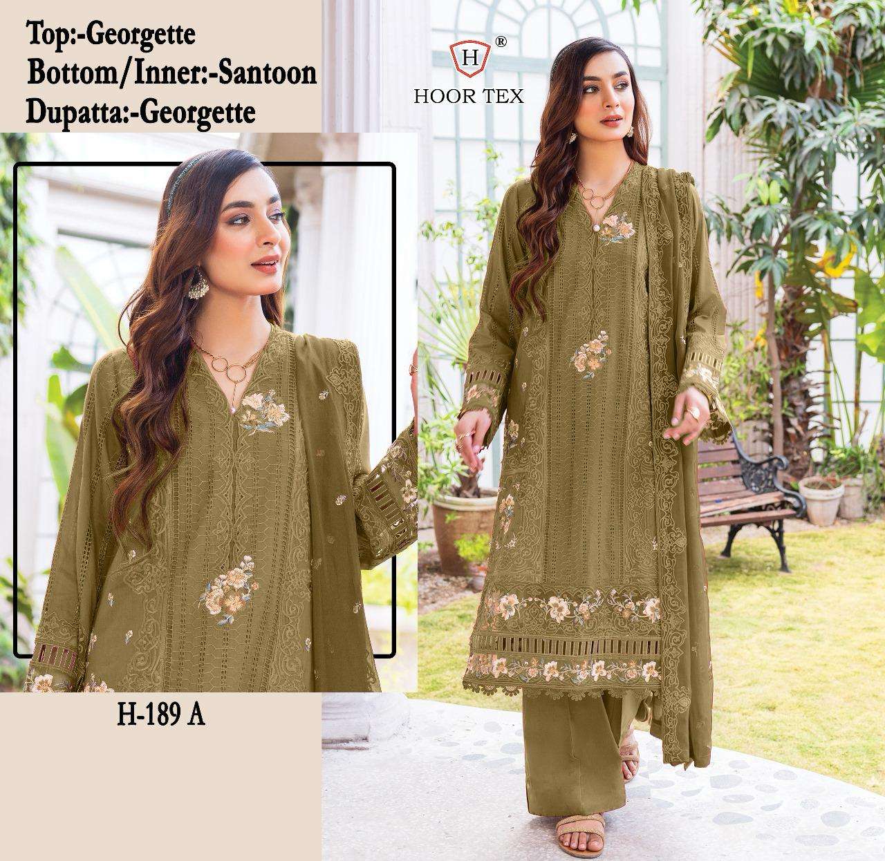 H-189 COLOURS BY HOOR TEX FAUX GEORGETTE EMBROIDERED PAKISTANI DRESSES