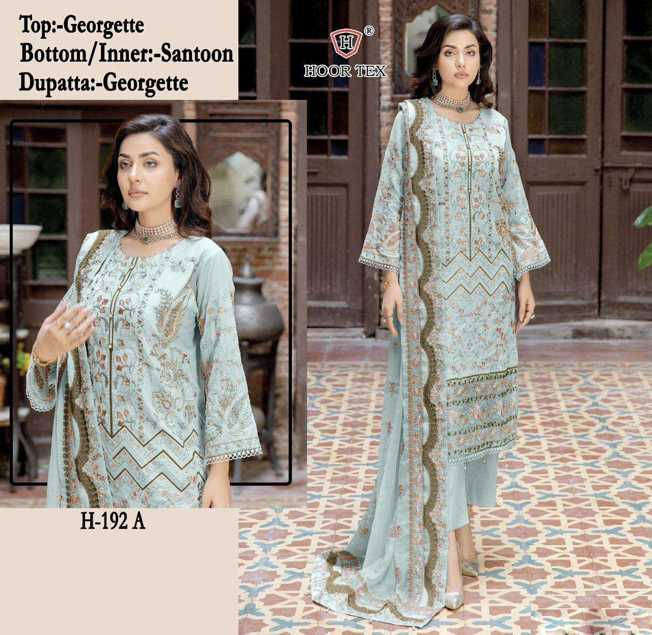 H-192 COLOURS BY HOOR TEX FAUX GEORGETTE EMBROIDERED PAKISTANI DRESSES