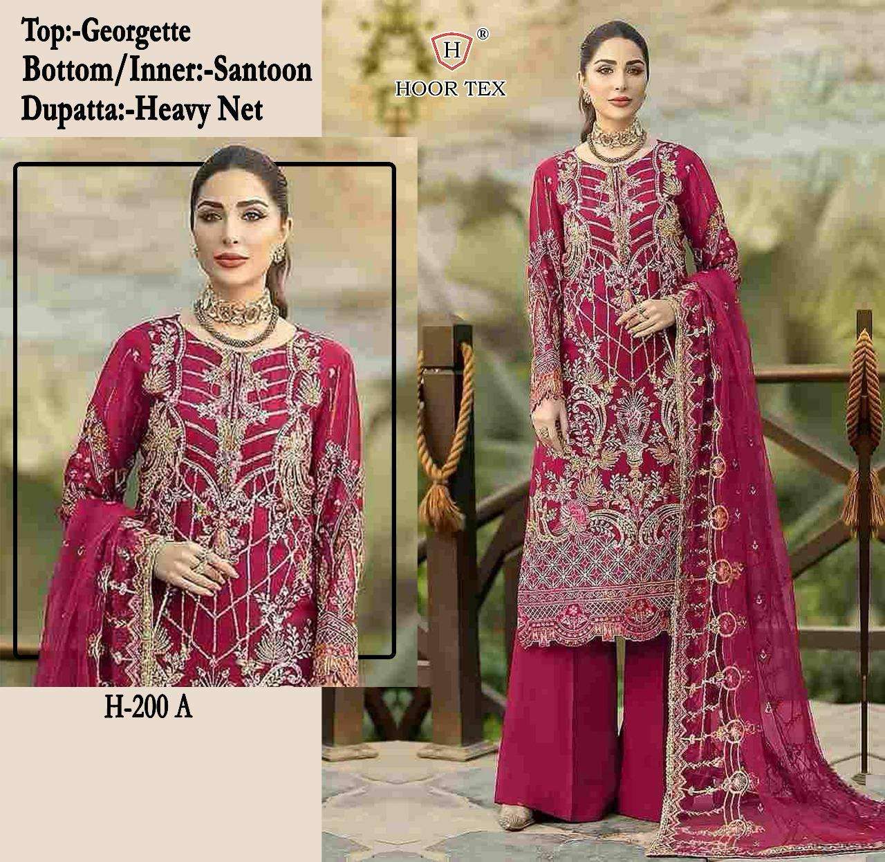 H-200 COLOURS BY HOOR TEX DESIGNER FAUX GEORGETTE EMBROIDERED PAKISTANI DRESSES