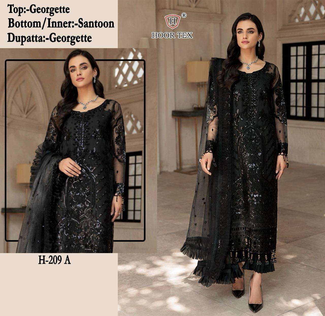 H-209 COLOURS BY HOOR TEX FAUX GEORGETTE EMBROIDERED PAKISTANI DRESSES