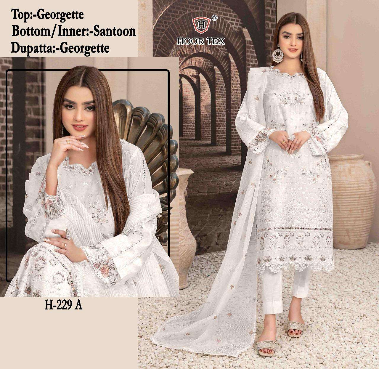 H-229 COLOURS BY HOOR TEX FAUX GEORGETTE EMBROIDERED PAKISTANI DRESSES