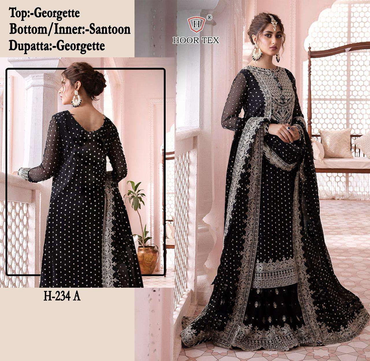 H-234 COLOURS BY HOOR TEX FAUX GEORGETTE EMBROIDERED PAKISTANI DRESSES