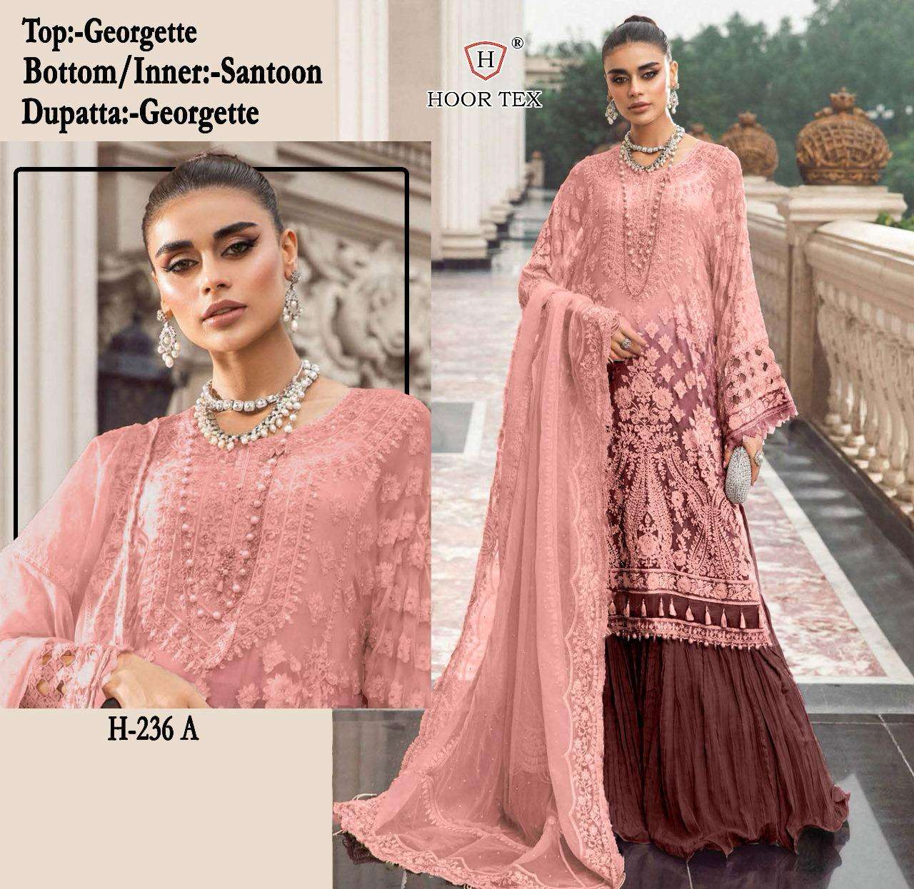 H-236 COLOURS BY HOOR TEX FAUX GEORGETTE EMBROIDERED PAKISTANI DRESSES