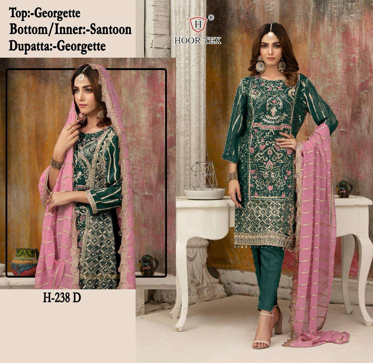 H-238 COLOURS BY HOOR TEX FAUX GEORGETTE EMBROIDERED PAKISTANI DRESSES