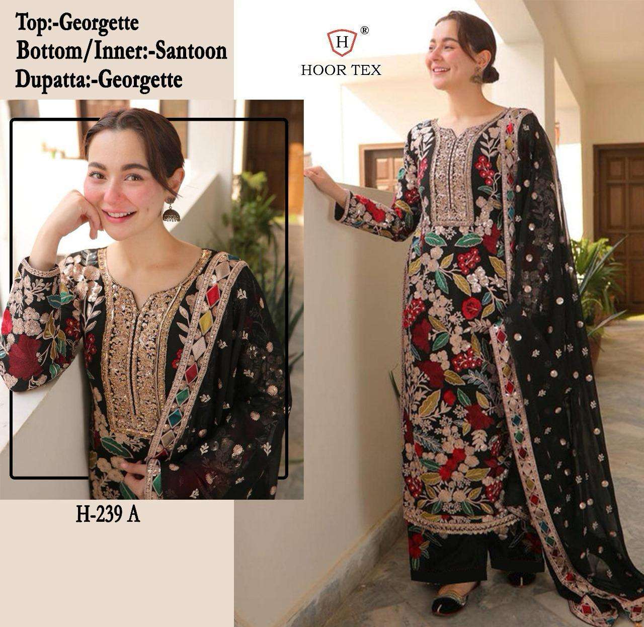 H-239 COLOURS BY HOOR TEX FAUX GEORGETTE EMBROIDERED PAKISTANI DRESSES