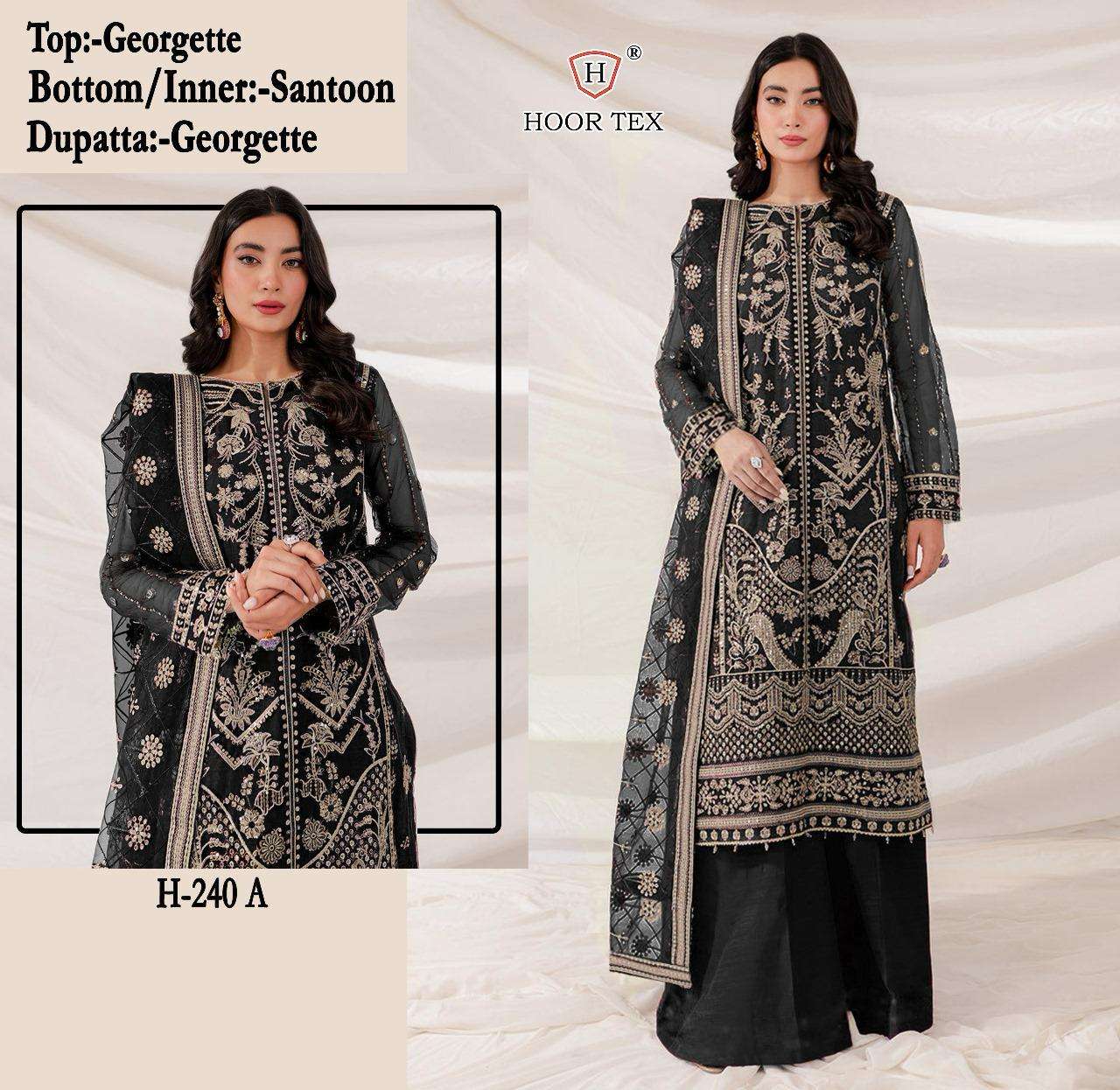 H-240 COLOURS BY HOOR TEX FAUX GEORGETTE EMBROIDERED PAKISTANI DRESSES