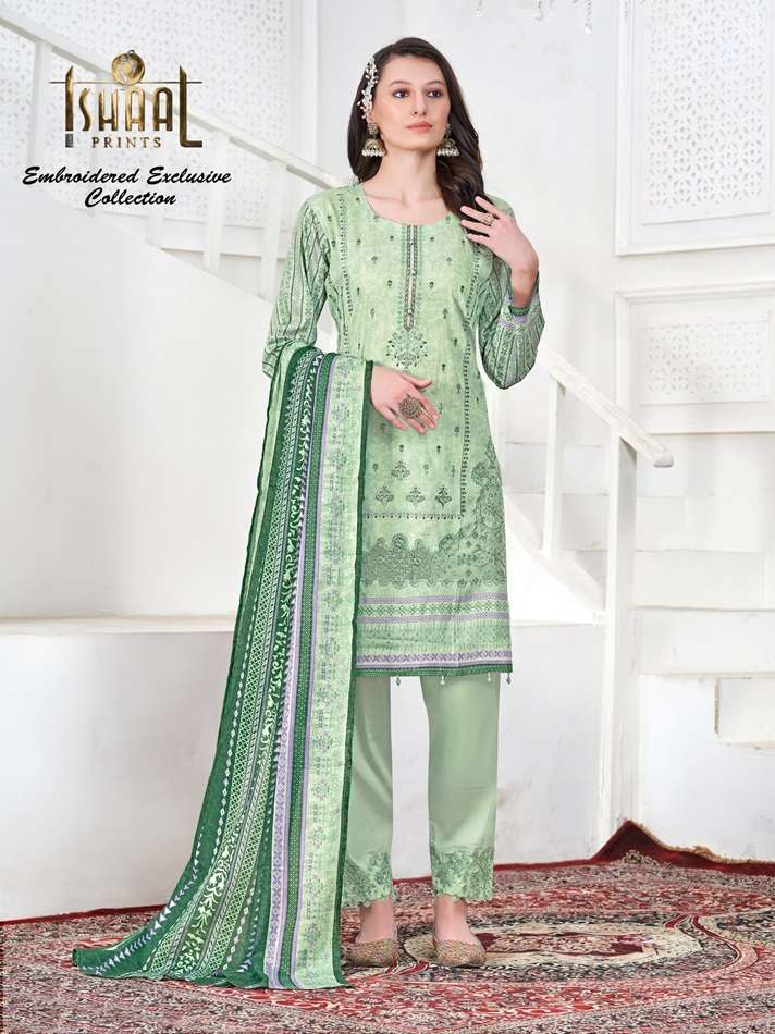 ISHAAL EMBROIDERED BY ISHAAL PRINTS 1001 TO 1004 SERIES COTTON PRINT DRESSES