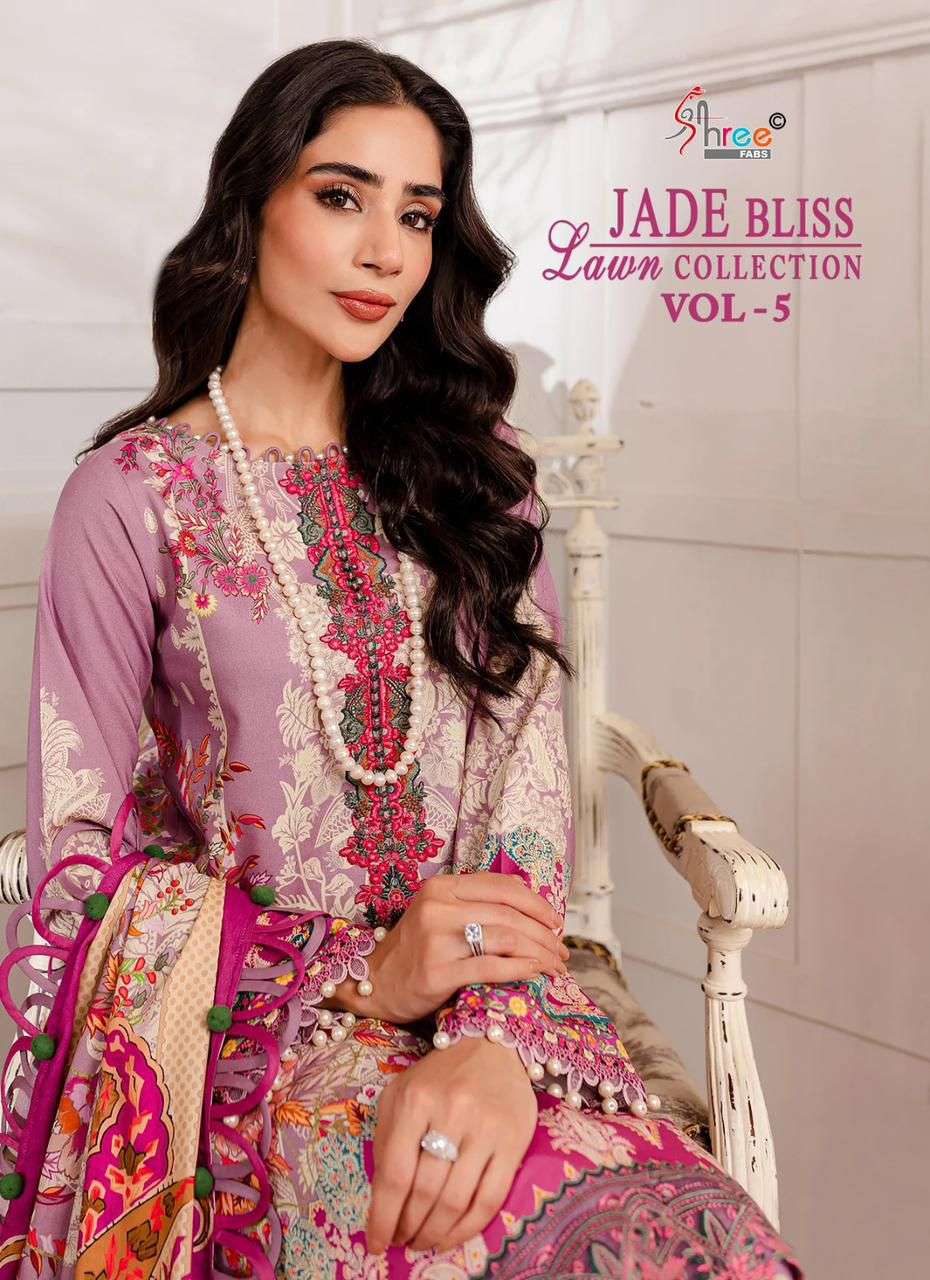 JADE BLISS LAWN VOL-05 BY SHREE FABS 3405 TO 3412 SERIES LAWN COTTON PRINT DRESSES