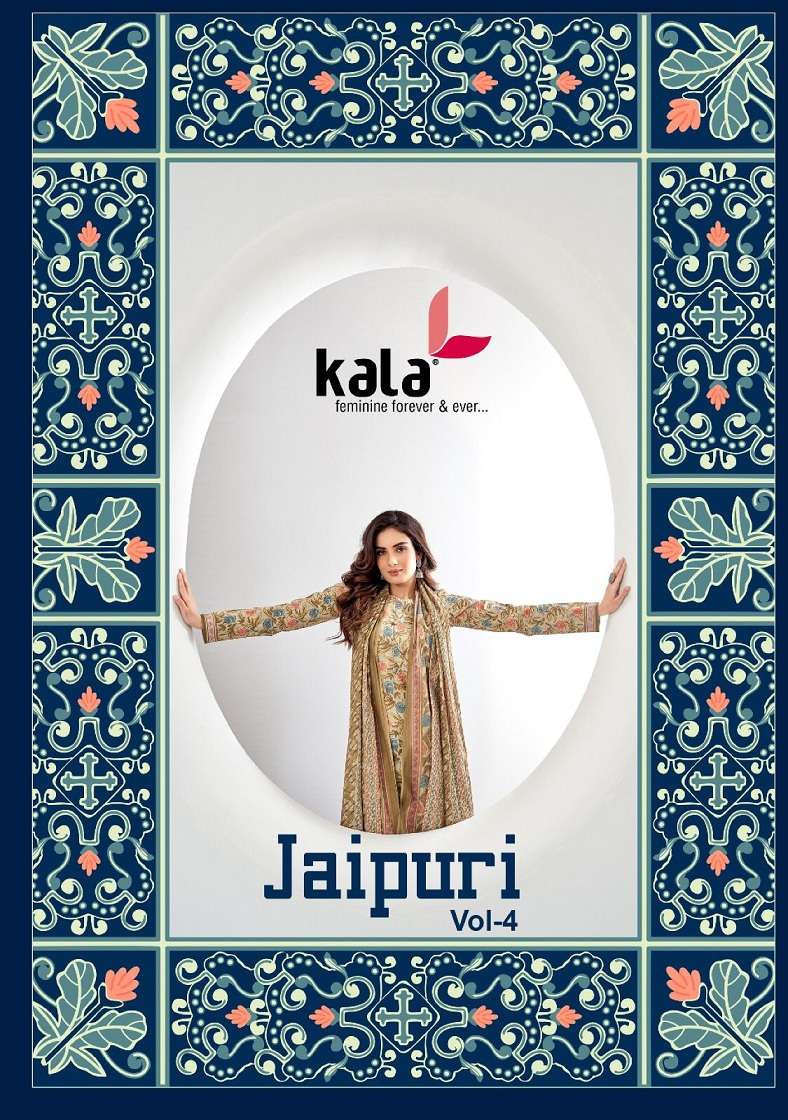 JAIPURI VOL-4 BY KALA 5601 TO 5612 SERIES DESIGNER COTTON PRINTED DRESSES
