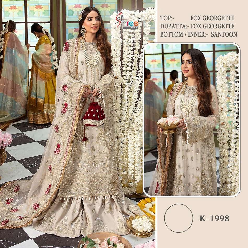 K-1998 HIT DESIGN BY SHREE FABS FAUX GEORGETTE EMBROIDERY PAKISTANI DRESS
