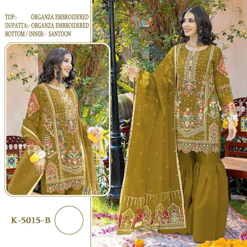 K-5015 COLOURS BY SHREE FABS ORGANZA SILK EMBROIDERY PAKISTANI DRESSES