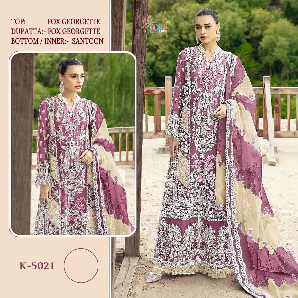 K-5021 HIT DESIGN BY SHREE FABS FAUX GEORGETTE EMBROIDERY PAKISTANI DRESSES