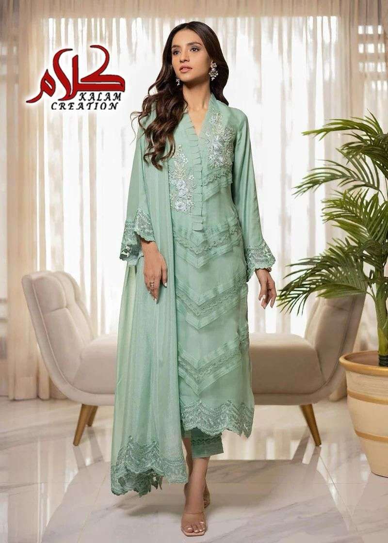 KALAM CREATION 1124 BY ASLIWHOLESALE GEORGETTE EMBROIDERY STITCHED DRESS