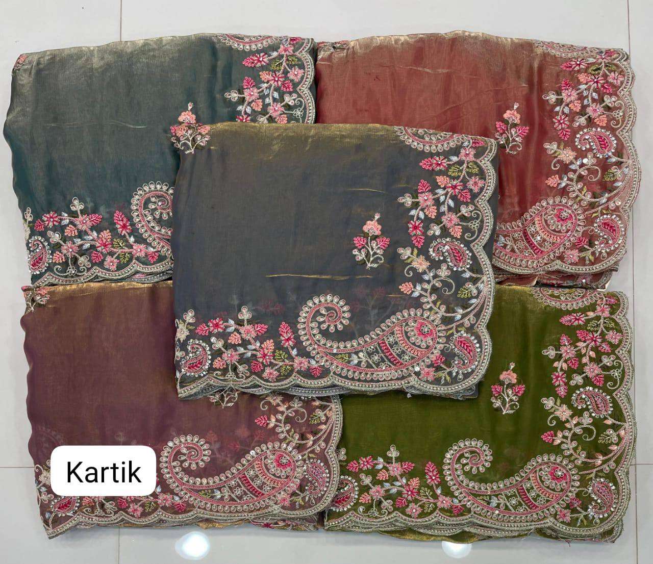 KARTIK BY ASLIWHOLESALE DESIGNER EXCLUSIVE FANCY EMBROIDERY SAREES