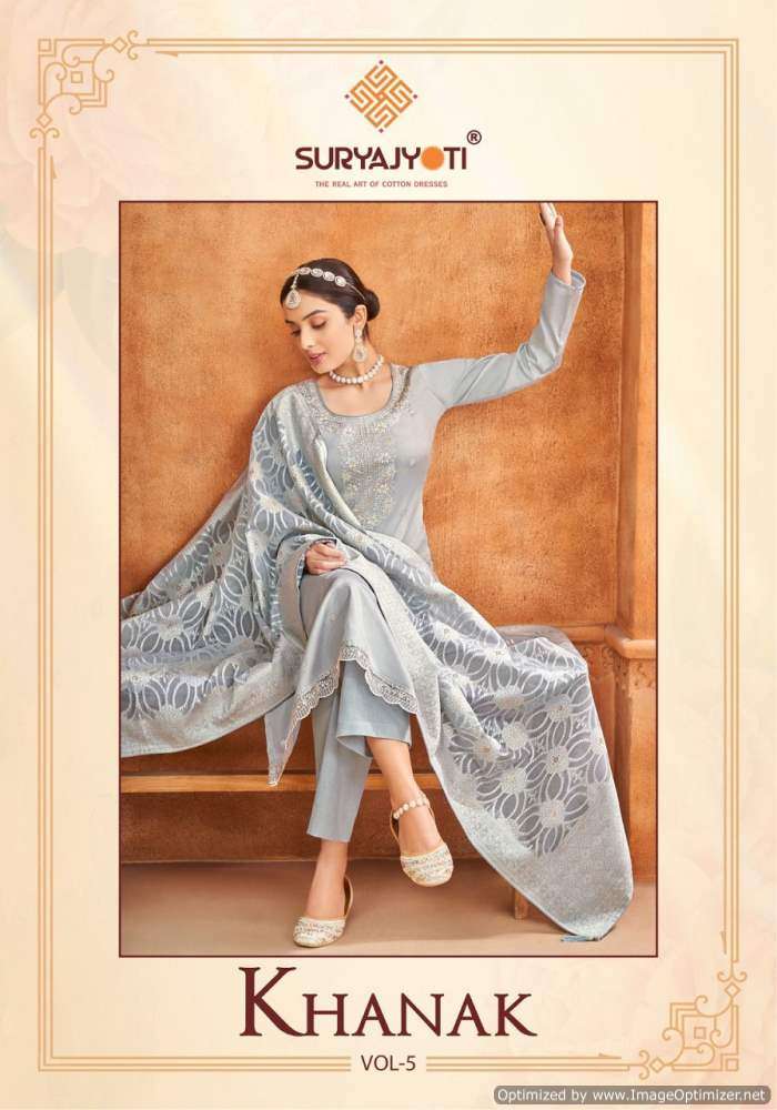 KHANAK VOL-05 BY SURYAJYOTI 5001 TO 5008 SERIES COTTON WORK DRESSES