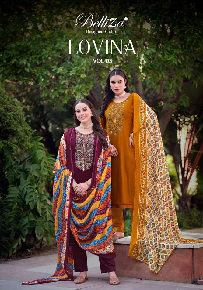 LOVINA VOL-03 BY BELLIZA 889-001 TO 889-008 SERIES VISCOSE RAYON EMBROIDERY DRESSES