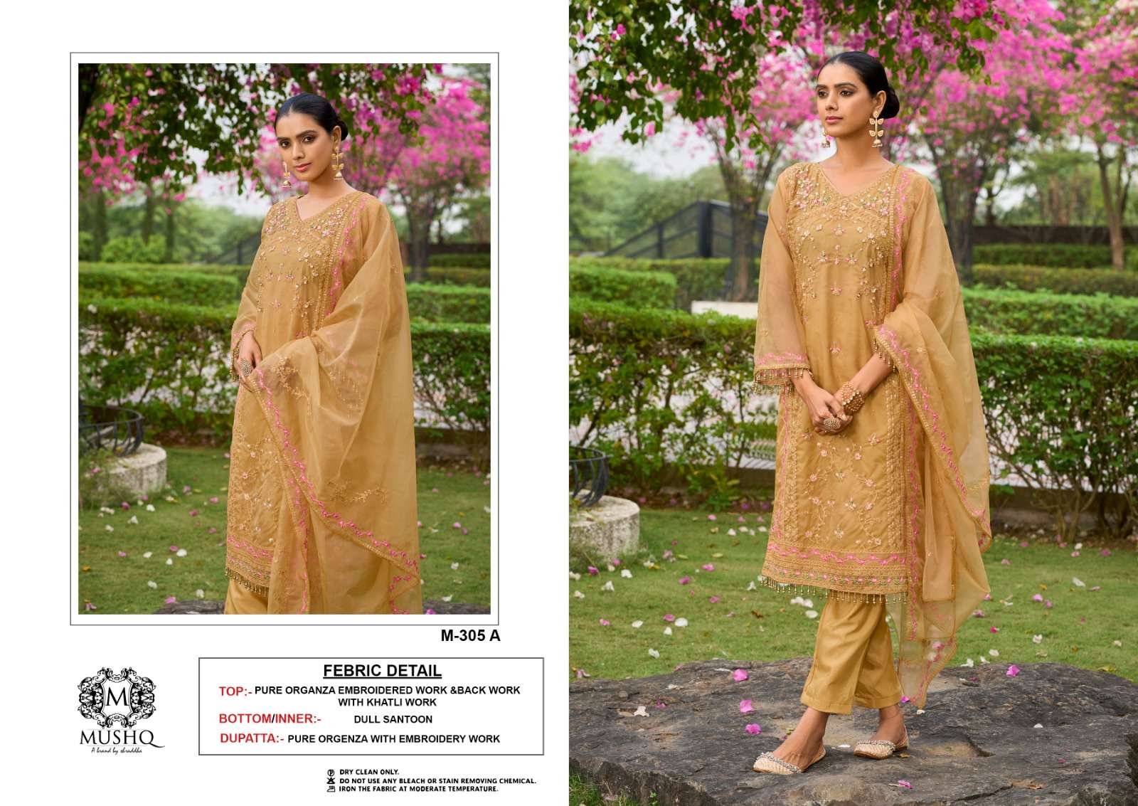 M-305 COLOURS BY MUSHQ HEAVY EMBROIDERED ORGANZA PAKISTANI DRESSES