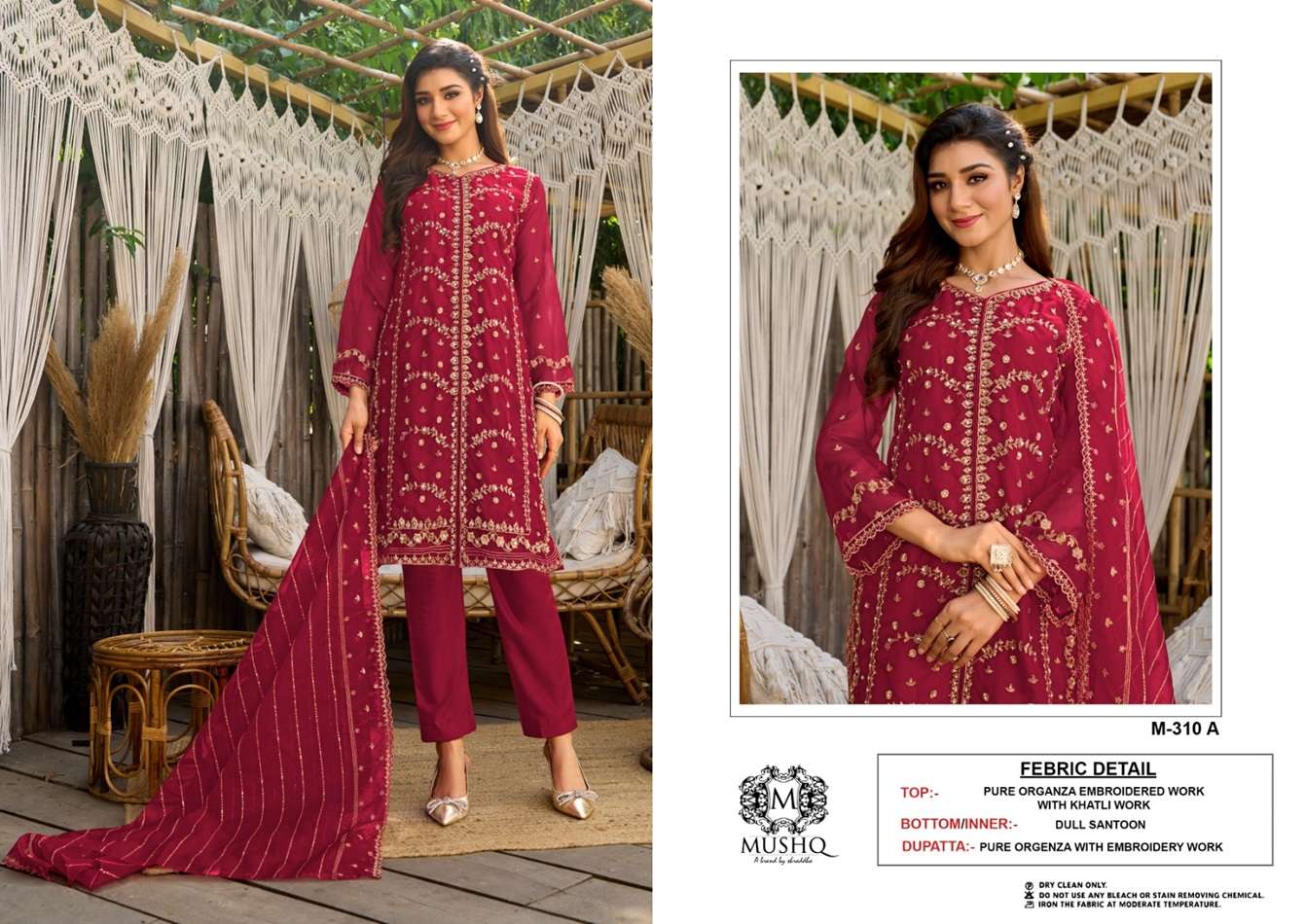 M-310 COLOURS BY MUSHQ HEAVY EMBROIDERED ORGANZA PAKISTANI DRESSES
