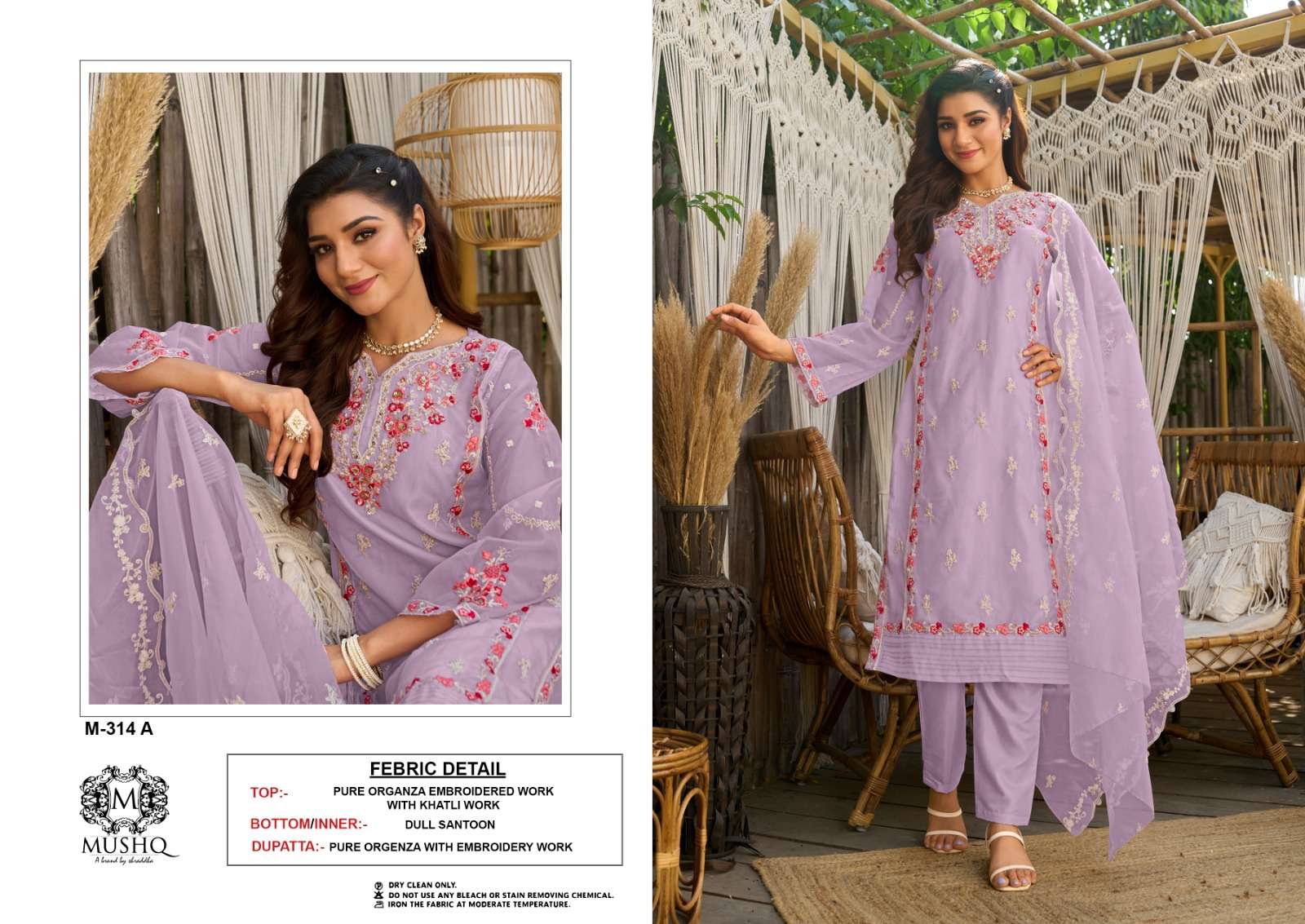 M-314 COLOURS BY MUSHQ HEAVY EMBROIDERED ORGANZA PAKISTANI DRESSES