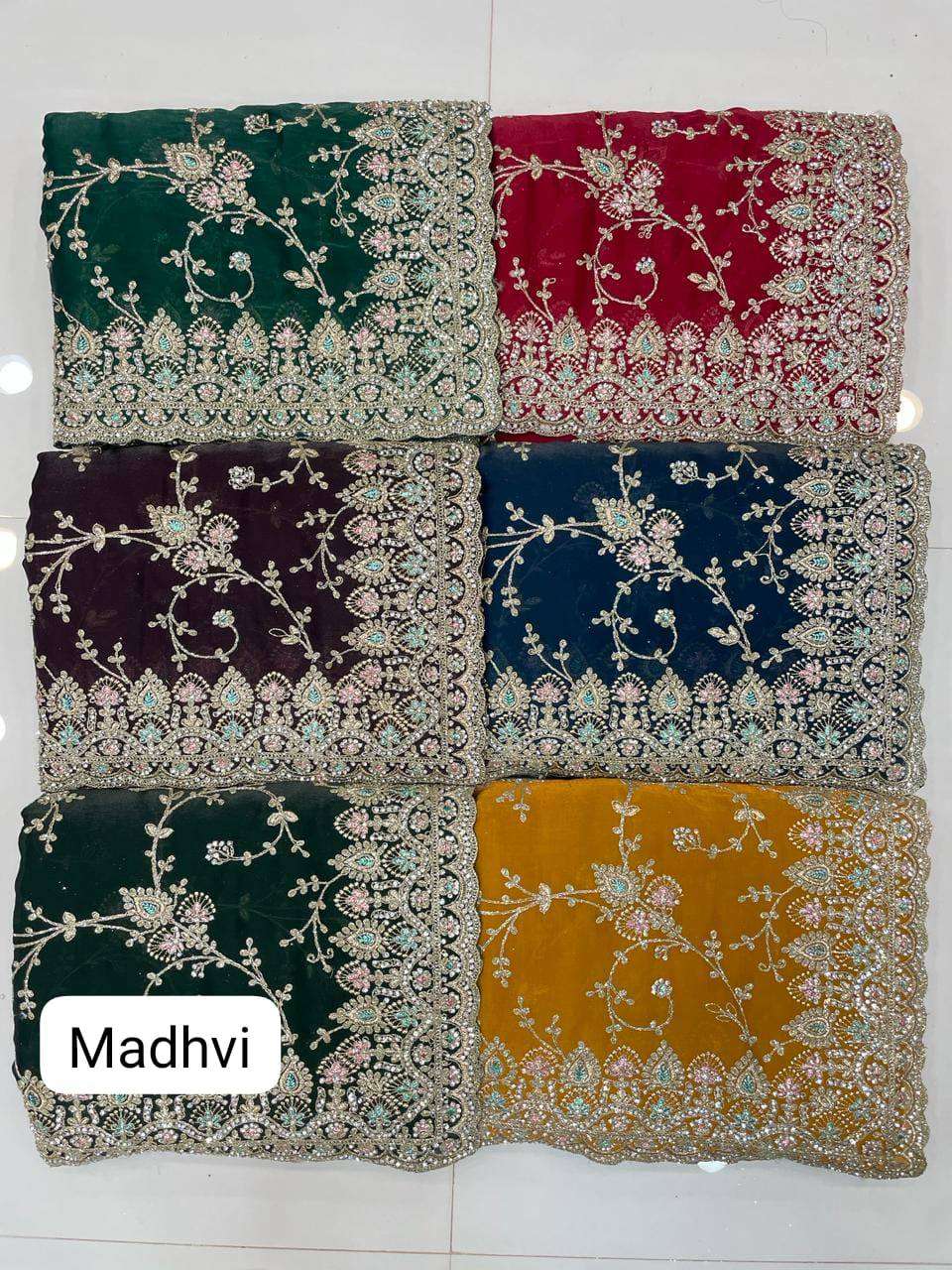 MADHVI BY ASLIWHOLESALE DESIGNER EXCLUSIVE SILK EMBROIDERY SAREES