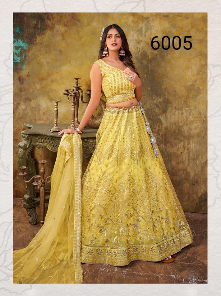 MAHARANI VOL-1 BY ANANTESH LIFESTYLE 6005 AND 6006 SERIES NET LEHENGAS