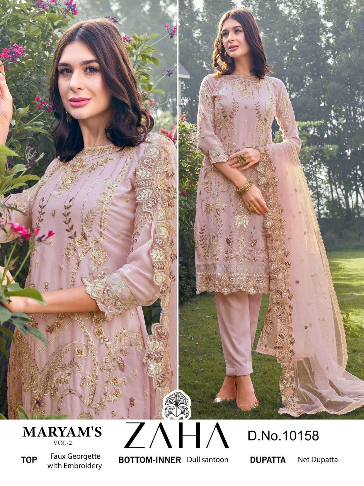 MARYAMS VOL-2 BY ZAHA DESIGNER GEORGETTE WITH HEAVY EMBROIDERED PAKISTANI DRESSES