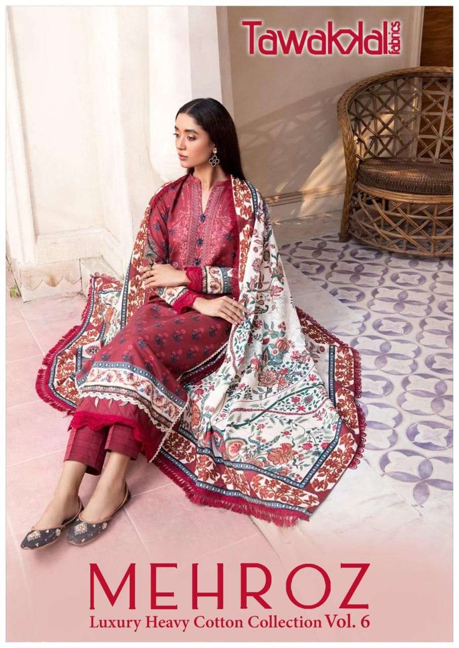 MEHROZ VOL-6 BY TAWAKKAL FABRICS 51 TO 60 SERIES COTON PRINT DRESSES