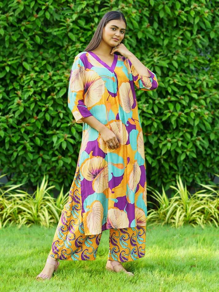 MEL-MILLAP 1014 BY ASLIWHOLESALE DESIGNER FACNY MUSLIN PRINTED CO-ORD SET