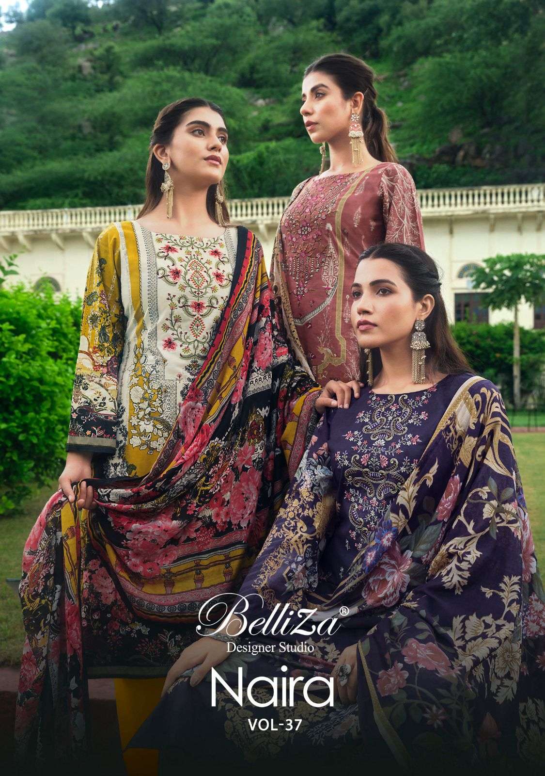 NAIRA VOL-37 BY BELLIZA 883-001 TO 883-008 SERIES COTTON EMBROIDERY DRESSES