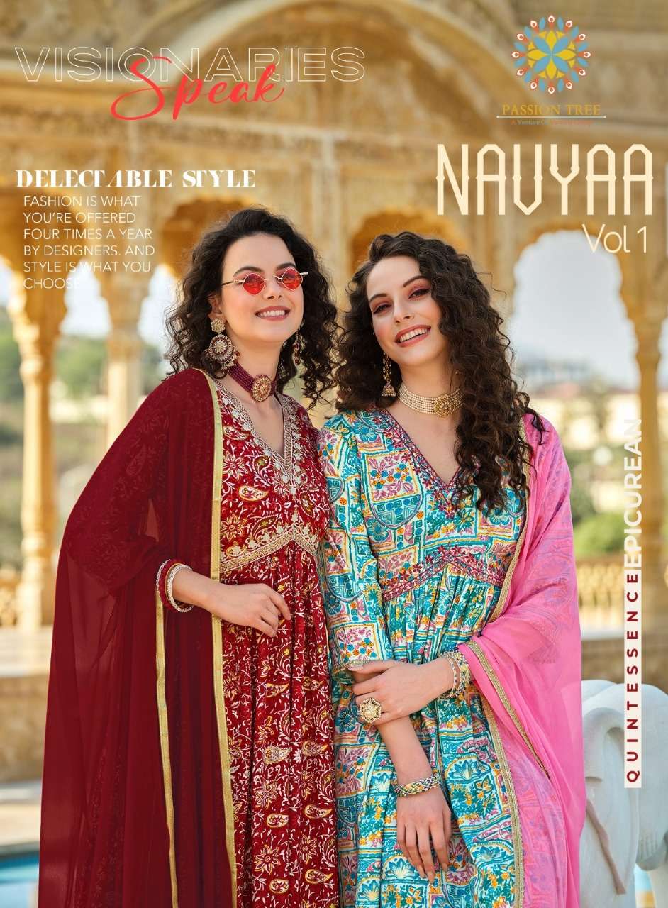 NAVYAA VOL-1 BY PASSION TREE 1001 TO 1008 SERIES RAYON PRINT DRESSES