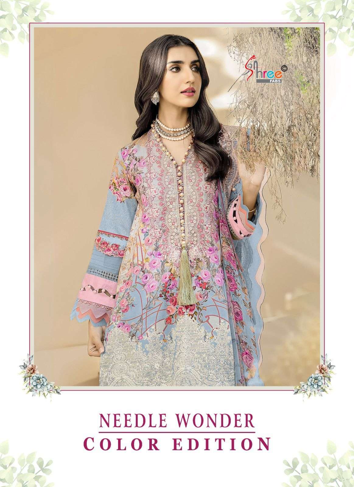 NEEDLE WONDER COLOR BY SHREE FABS 3501 TO 3504 SERIES LAWN PRINT DRESSES