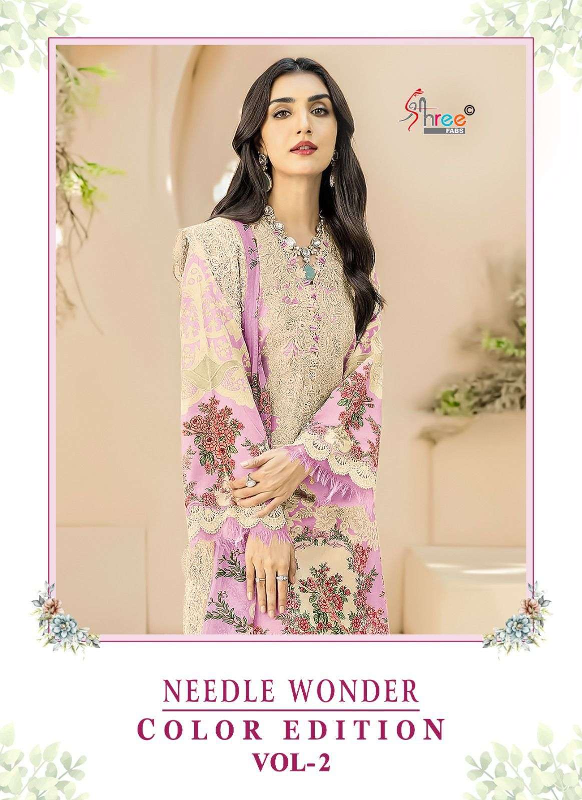 NEEDLE WONDER COLOR VOL-02 BY SHREE FABS 3520 TO 3523 SERIES COTTON PRINT DRESSES