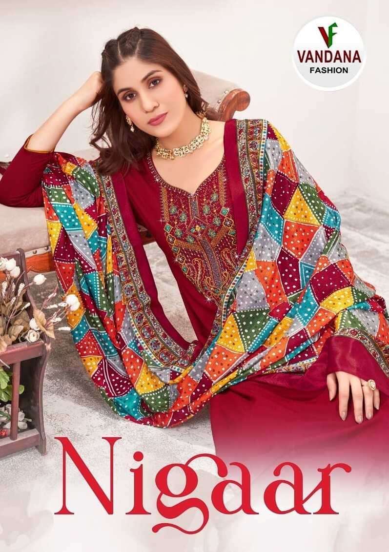 NIGAAR VOL-4 BY VANDANA FASHION 4001 TO 4008 SERIES RAYON SLUB PRINTED DRESSES