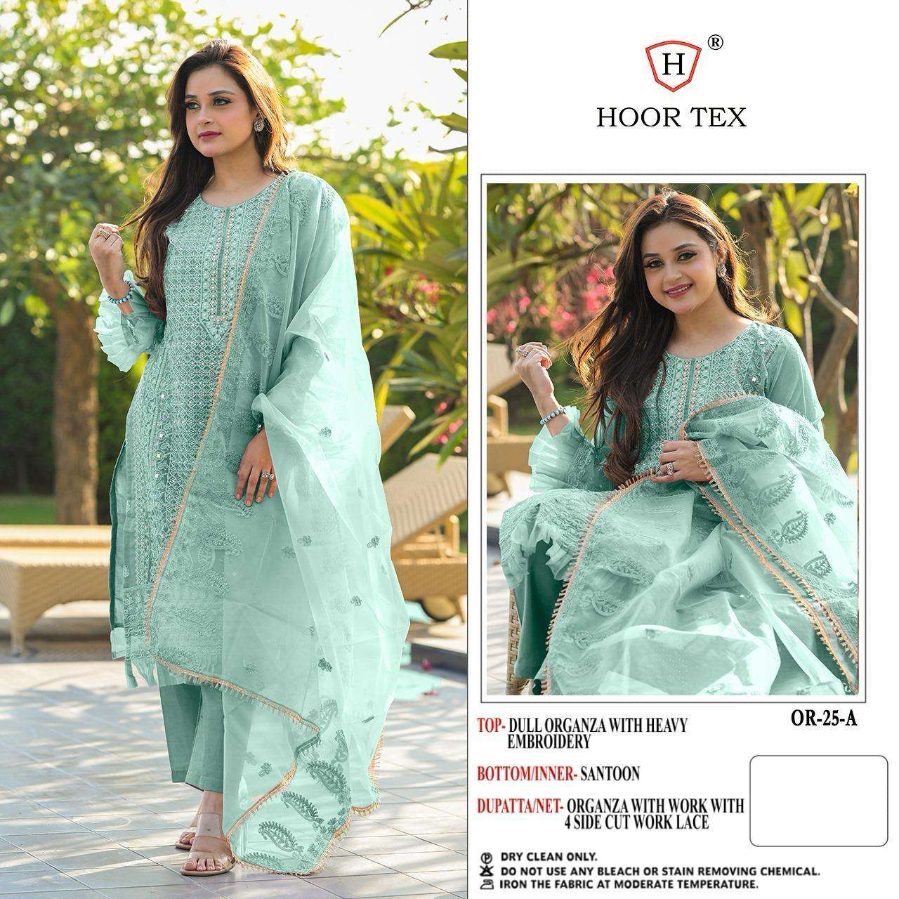 OR-25 COLOURS BY HOOR TEX DESIGNER ORGANZA EMBROIDERED PAKISTANI DRESSES